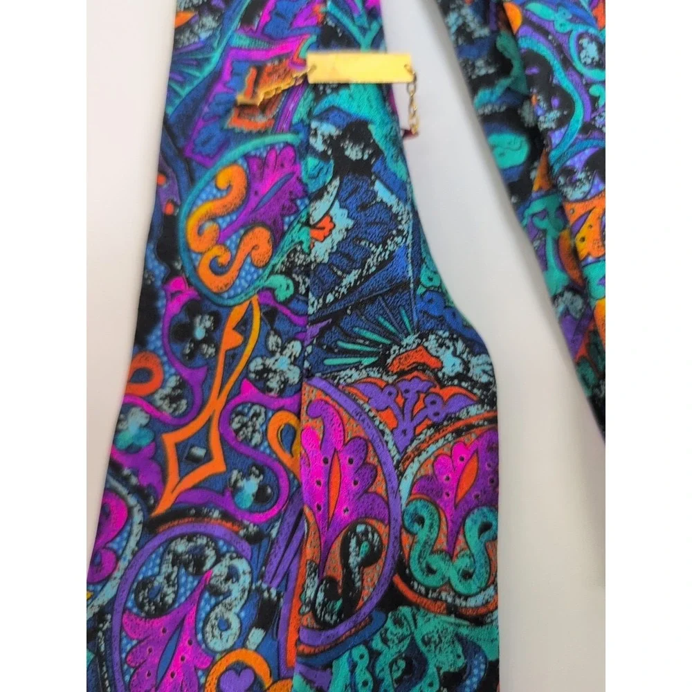 BRIONI Necktie Made in ITALY 100%‎ Silk ~ Blue,Purple Black,Orange About 56